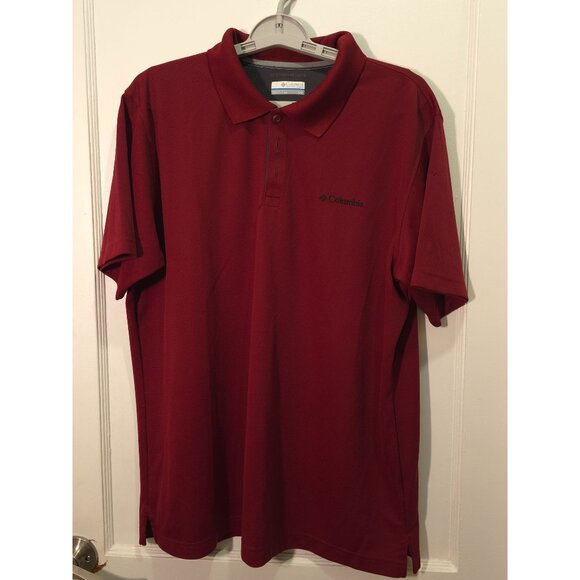 Columbia Other - Columbia Sportswear Men's Polo Shirt L/G Red Polyester Short Sleeve Burgundy